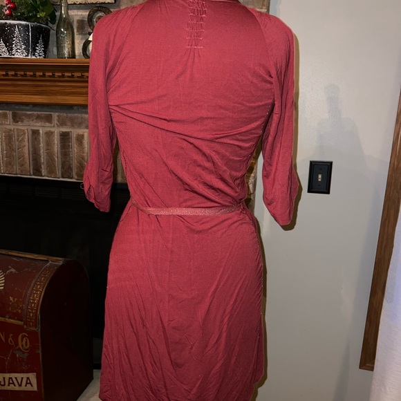 Anthropologie Tiny Red Embroidered Front Tie Waist Dress S - Picture 4 of 4